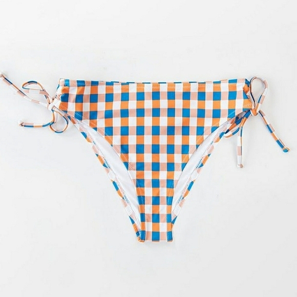 Cupshe Tricolored Plaid Side Drawstring Bikini Bottom Size M # - Picture 1 of 3